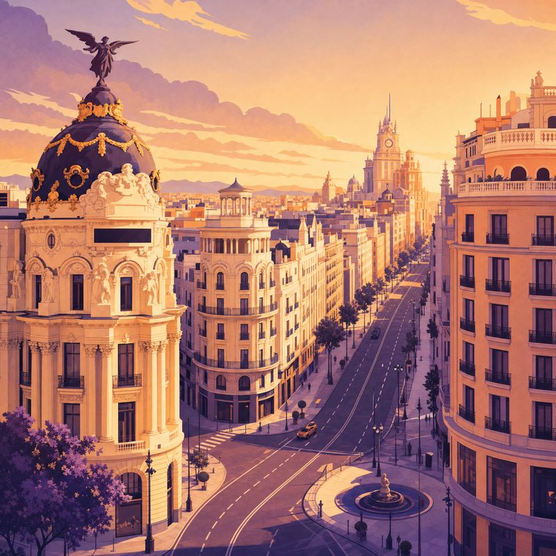 Puerta del Sol and Gran Vía in Madrid